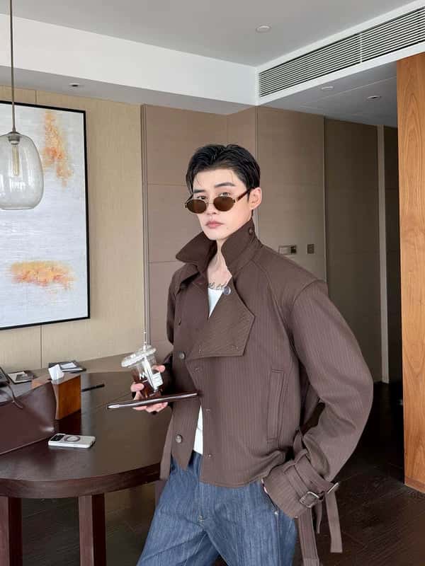 Asymmetrical Double-Breasted Short Jacket