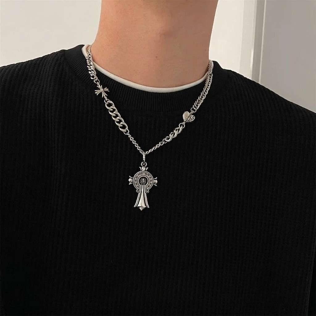 Cross Pendant Chain Choker Necklace