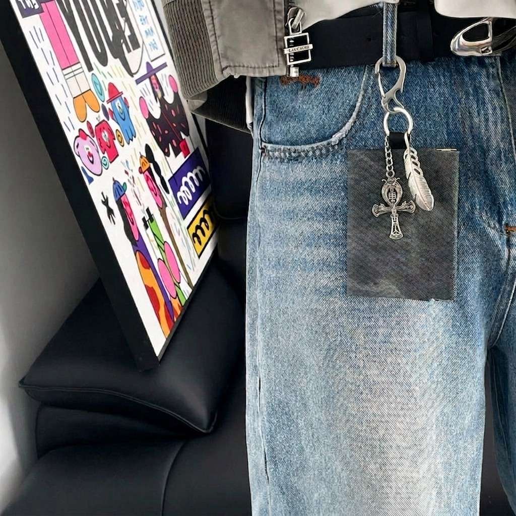 Denim Coin Purse Pants Chain