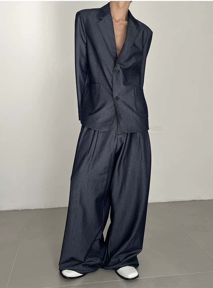 Conjunto de mezclilla con blazer oversize y pantalones