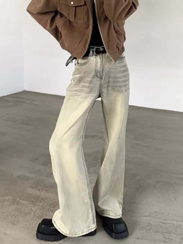 Distressed Wide Leg Casual Jeans