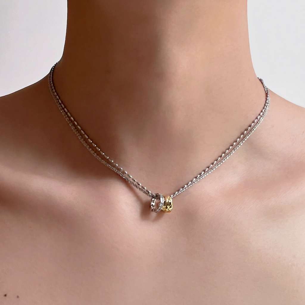 Stacked Ring Pendant Necklace