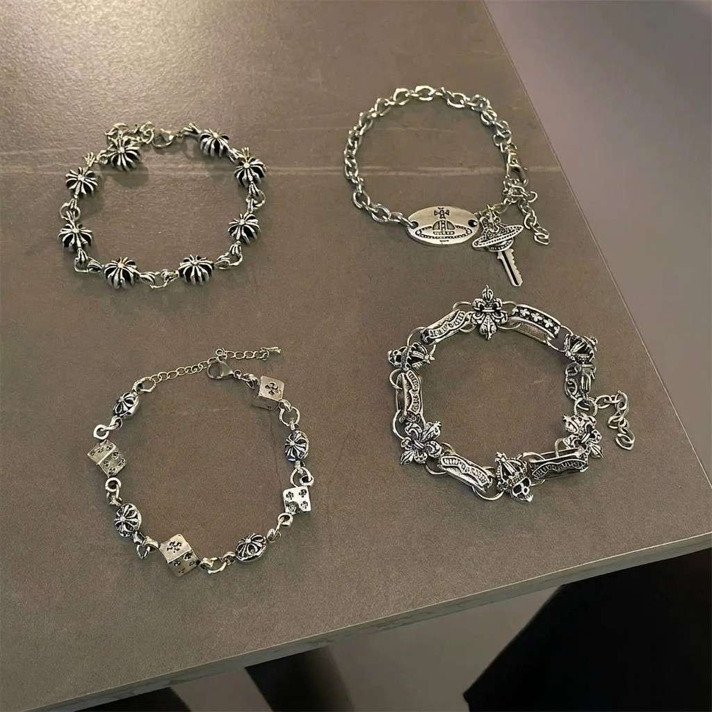 Hip-Hop Cross Flower Chain Bracelet