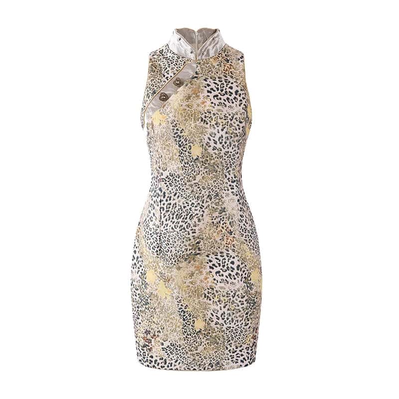 Leopard Sleeveless Cheongsam