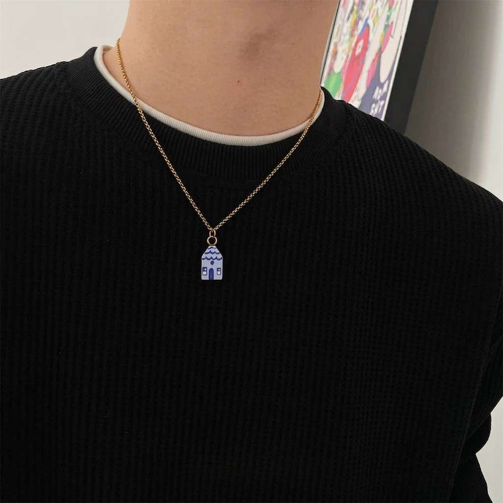 Little House Pendant Titanium Steel Necklace