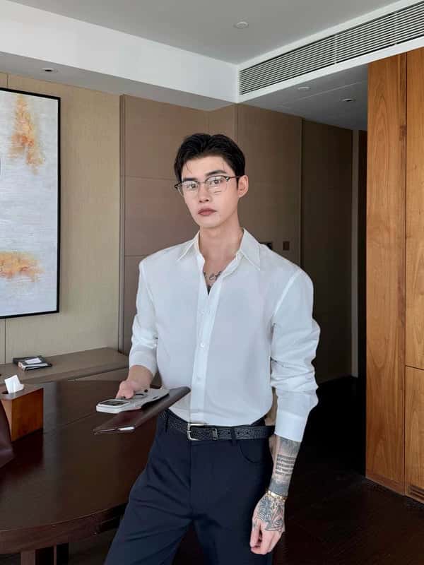 Lyocell Long-Sleeve Fitted Shirt