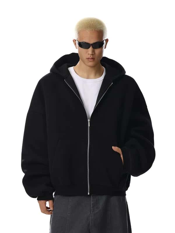 Relaxed Fit Zip Front Hooded Sweatshirt