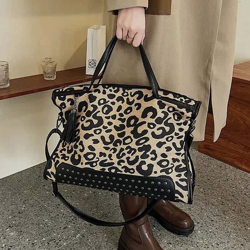 Studded Embellished Leopard Tote Bag