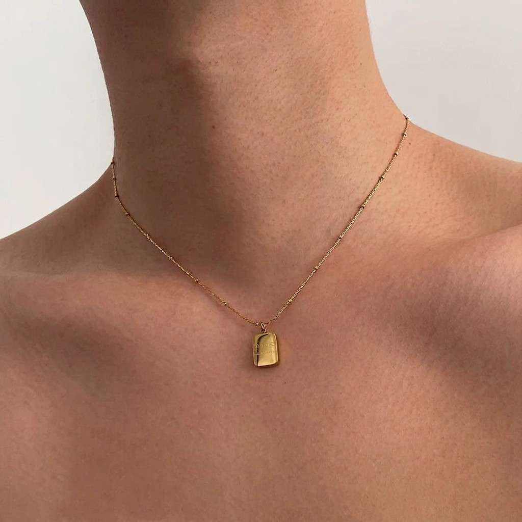 Titanium Steel Square Pendant Necklace